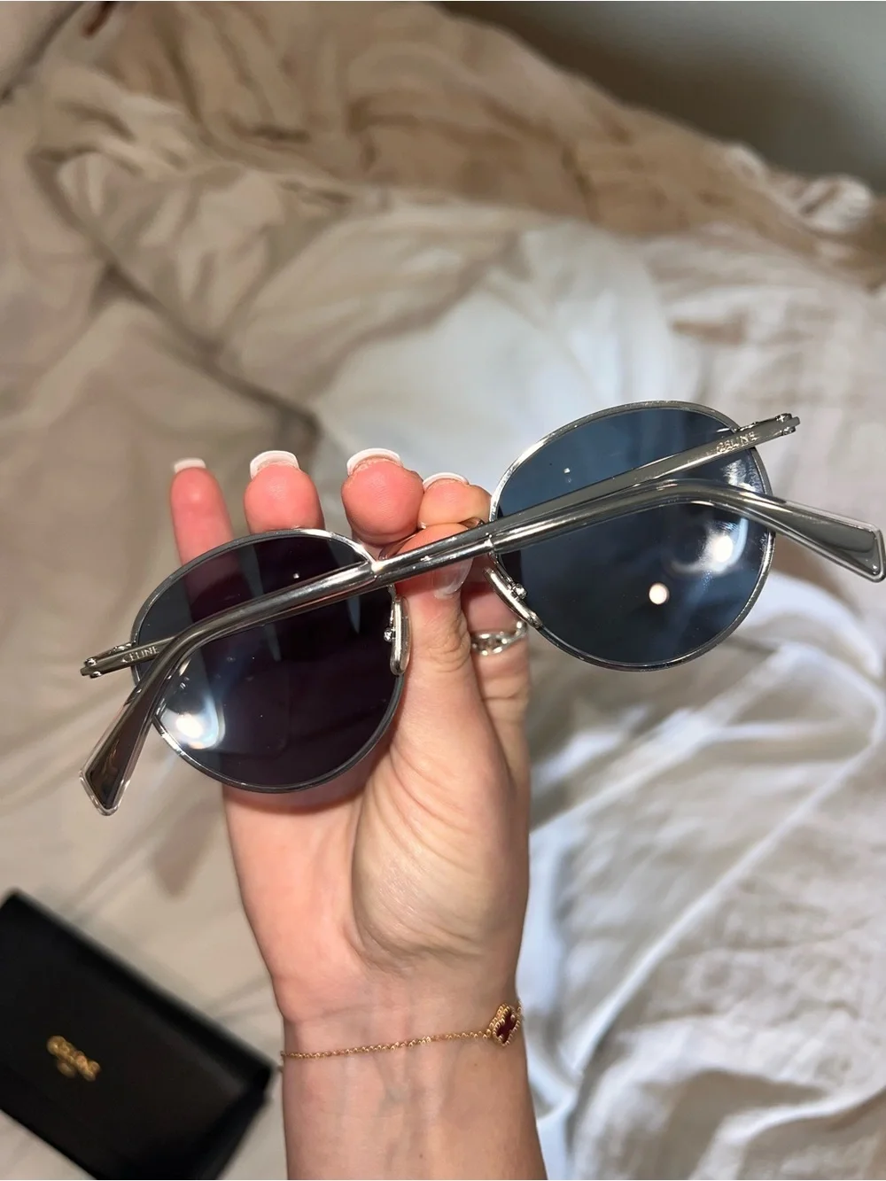 Celine Gold Frame Round Sunglasses with Gray Lenses